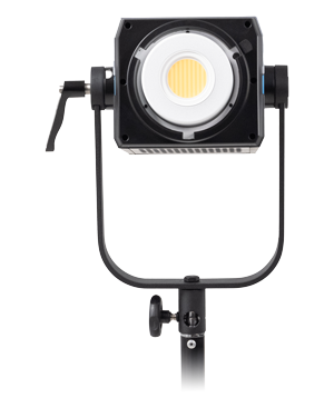 Front on view of Nanlite FC-300B showing bare LED bulb