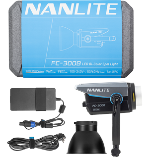 Whats included with Nanlite FC-300B, LED Light, bowens mount reflector, power supply and foam case