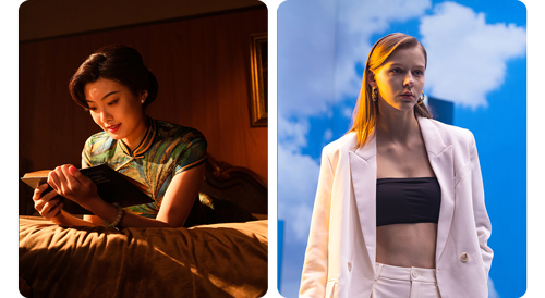 two images of female models showcasing the colour rendering of the forza 300B II with mutliple skin tones