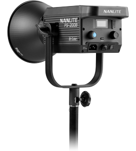 Nanlite FS-200B rear angle view showing rear control dials and LCD screen
