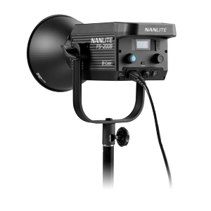 rear angle view of nanlite fs-200b with power cable