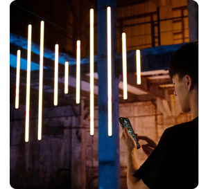 person adjusting LED Light tube settings with NANLINK smartphone application