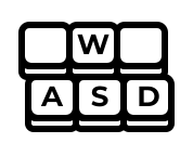 black outline icon of WASD Keyboard keys