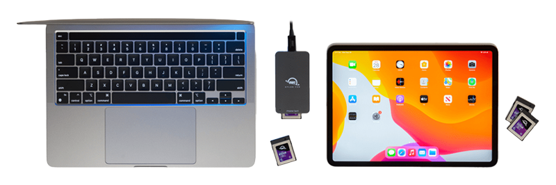 OWC Atlas FXR setup with a ipad and laptop