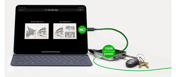 Apple iPad connected to OWC USB-C Travel Dock