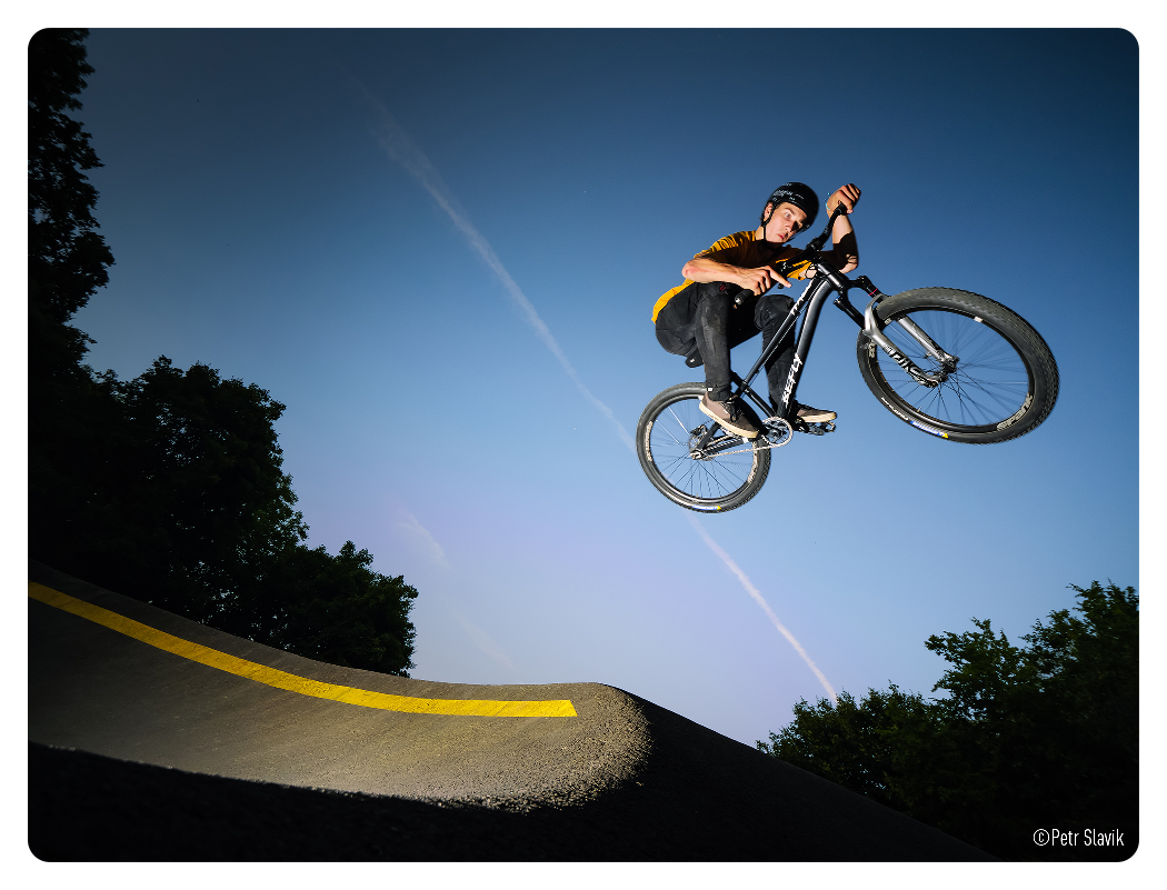 night time shot of the bmx cyclist, Panasonic Lumix G9 II