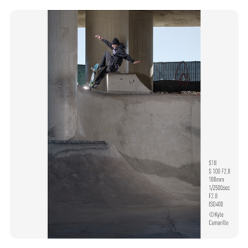 sample image of a skateboarder taken using the Panasonic LUMIX S1II
