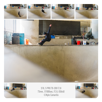 burst mode example of a skateboarder taken with the Panasonic LUMIX S1II
