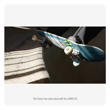 sample close up of a skateboarder grinding taken with the Panasonic LUMIX S1II