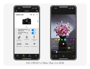 lumix lab app interface on smartphones