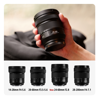 someone holding the LUMIX S 24-60mm F2.8 lens