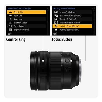 control ring and focus button of the LUMIX S 24-60mm F2.8 lens