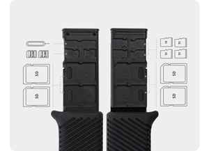 image of PGYTECH CreateMate SD with illustrated icons for SD Card, Micro SD and Nano SIM cards