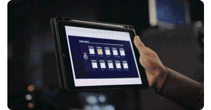animation of Roland Web browser UI being used on iPad to control presentation screen
