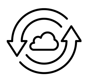 Circular arrow with cloud icon in center