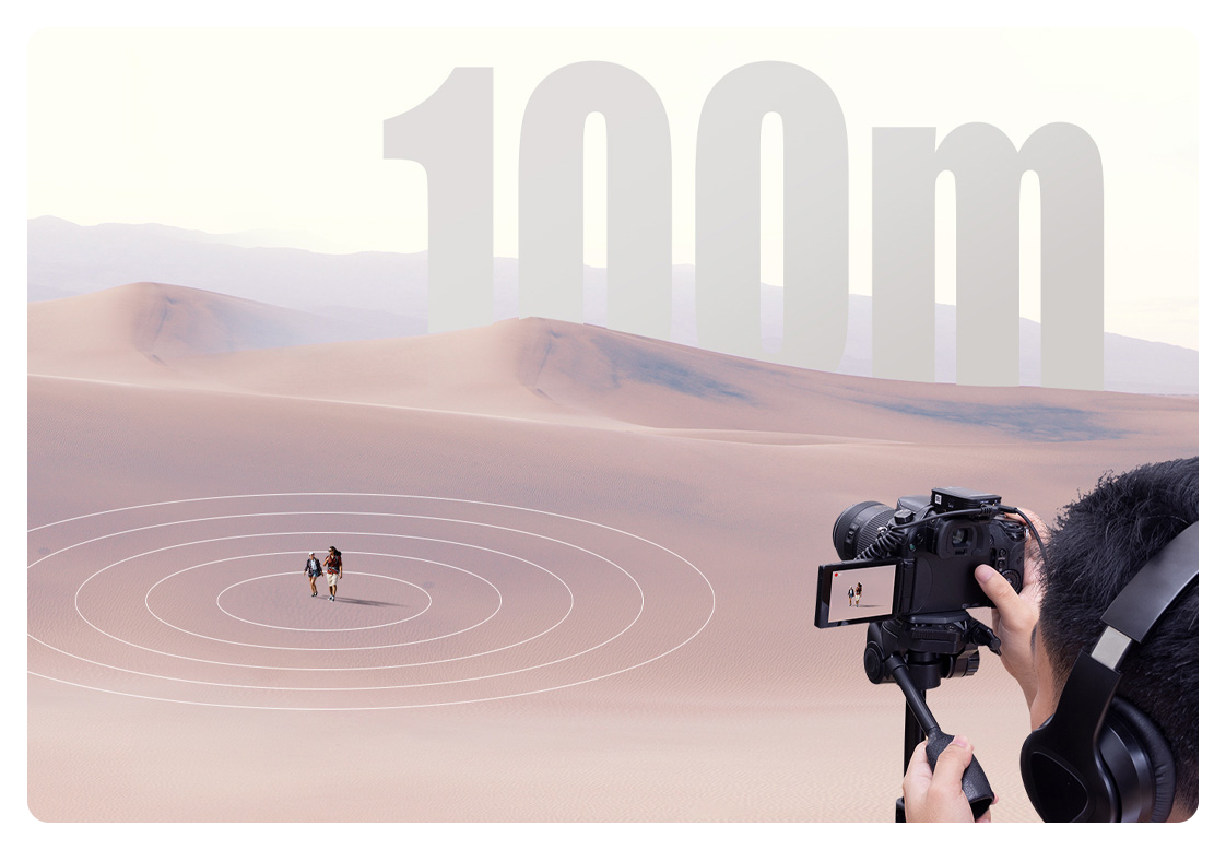 image illustrating a 100m range, Saramonic Blink500 ProX B2