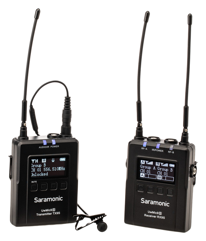 Saramonic UwMic9S Kit 1 Advanced Wireless UHF Lavalier System With Dual-Channel Camera-Mount Receiver