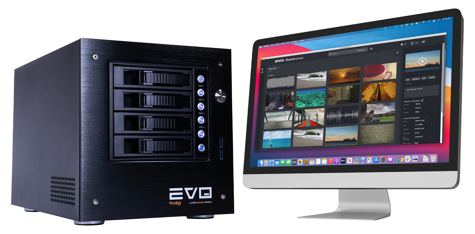 SNS EVO Prodigy Desktop NAS and Apple Mac