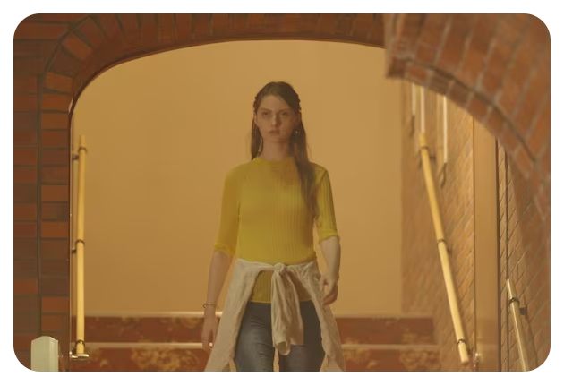 Sony FX30 preview of woman standing under a stone arch way
