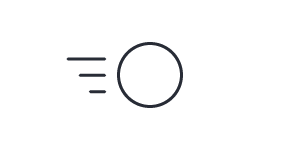 Graphical icon of ball moving across screen