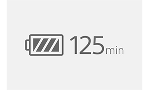 Graphic showing Sony ZV-e10 125 min recording battery life