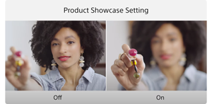 split screen photograph showcasing the Sony ZV-E10 Product Showcase setting with a woman showcasing her jewellery products