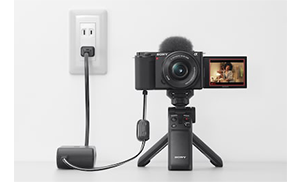 Sony ZV-e10 powered with a wall adapter