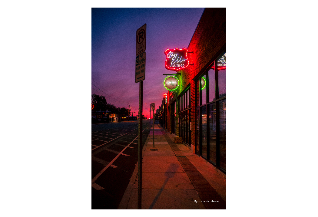 sample image of a street on route 66 taken with the ttartisan 23mm f1.4 lens