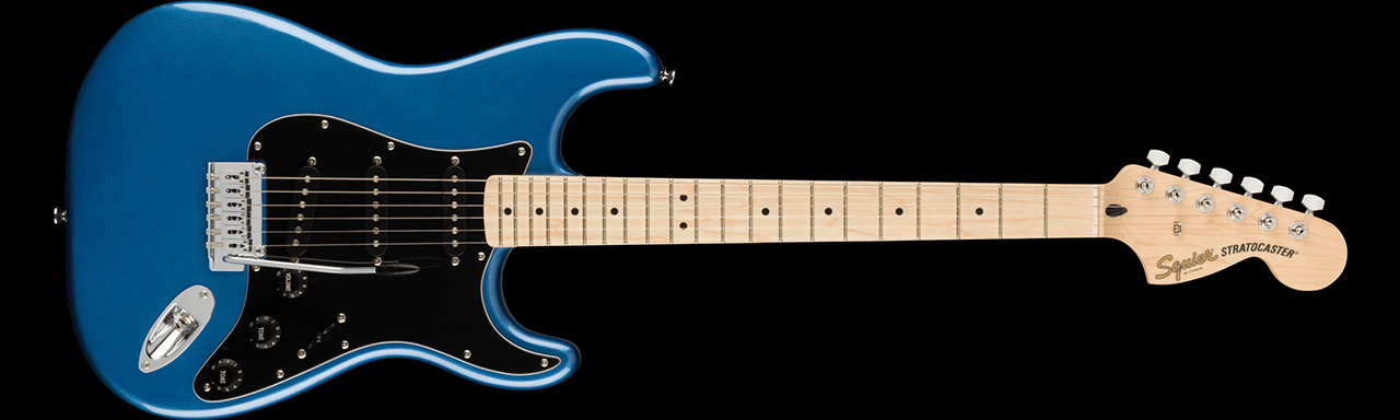 Squier Affinity Stratocaster, Maple Fingerboard, Black Pickguard, Lake Placid Blue