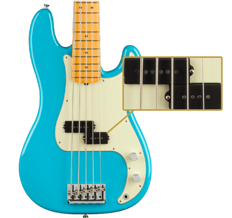 American Professional II Precision Bass V (Miami Blue)