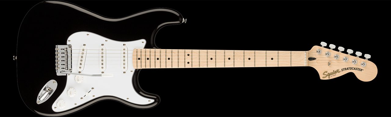 Squier Affinity Stratocaster, Maple Fingerboard, White Pickguard, Black