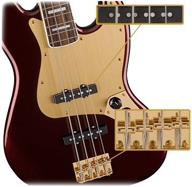 Squier 40th Anniversary Jazz Bass Gold Edition (Ruby Red Metallic)