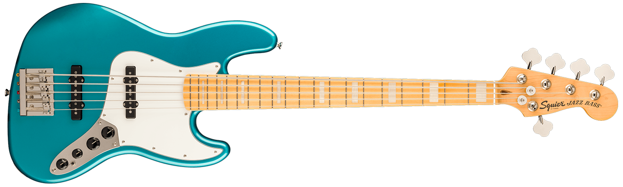 Squier Classic Vibe™ Active '70s Jazz Bass V, Maple Fingerboard, Black Pickguard, Ocean Turquoise