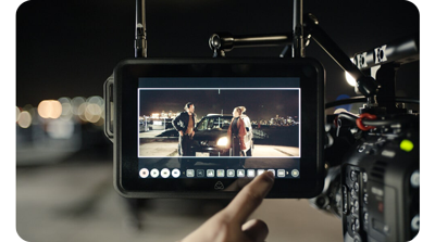 filmmaker taking a screengrab on Atomos Shogun