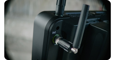 Close up of Shogun Ultra with wireless antenna connected