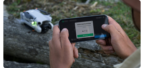 using smartphone with dji mini 4 pro for quick file transfer