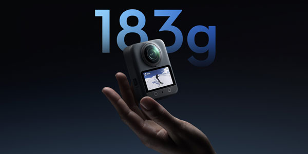 DJI Osmo 360 action camera with 183g text aboce