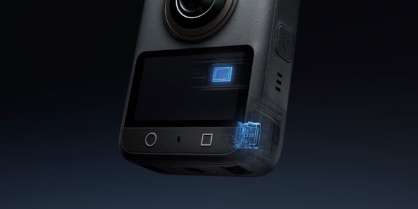DJI Osmo 360 illustration showing USB-C port and processor