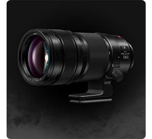 Lumix S Pro 70-200mm lens on a black background