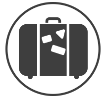 Suitcase icon in circle