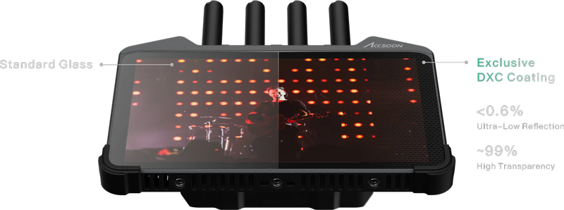 angled view of the accsoon cineview m7 pro