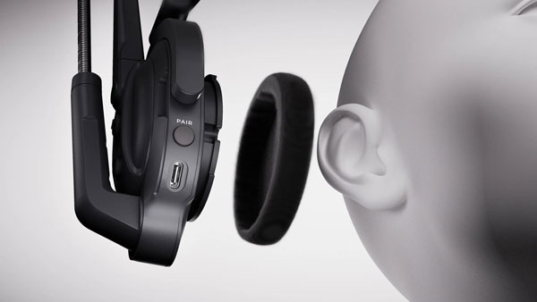 breakdown of the Accsoon Como wireless intercom system headset