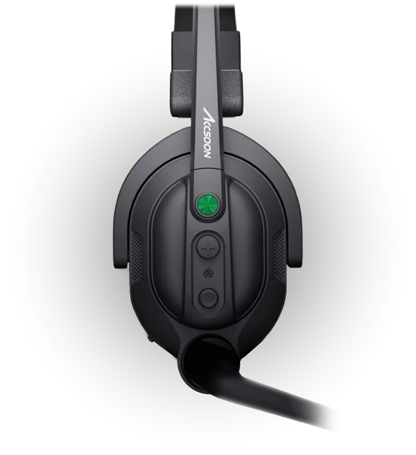 side view of the Accsoon Como wireless intercom system headset