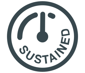 Sustained speedometer in circle icon