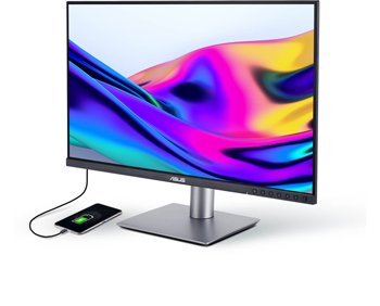 image of ASUS ProArt PA27JCV with smartphone connected by USB-C