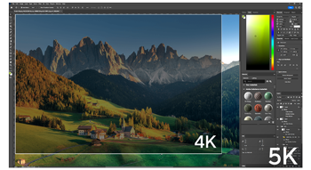 image of 5K resolution display with 4K display size overlayed on top