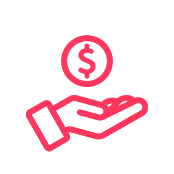 red cash in hand line icon