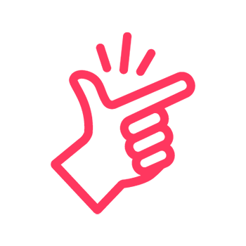red clicking fingers line icon