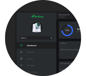 Circular image of BirdDog BirdUI dashboard control software