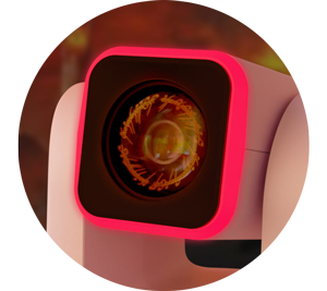 BirdDog X5 Ultra white PTZ camera with red tally light and overlayed one ring text on lens